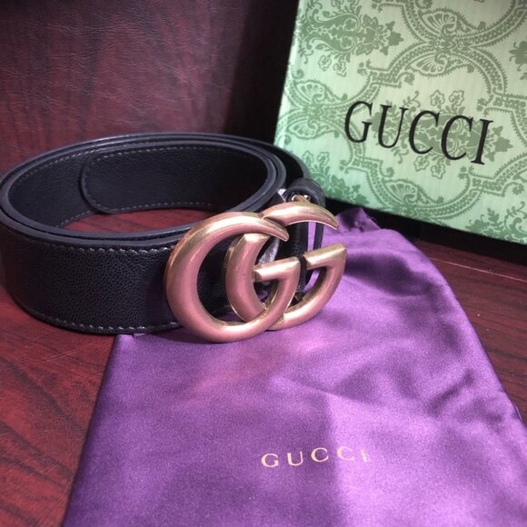 Gucci Black Belt with Gold GG Buckle - Picture 5 of 5